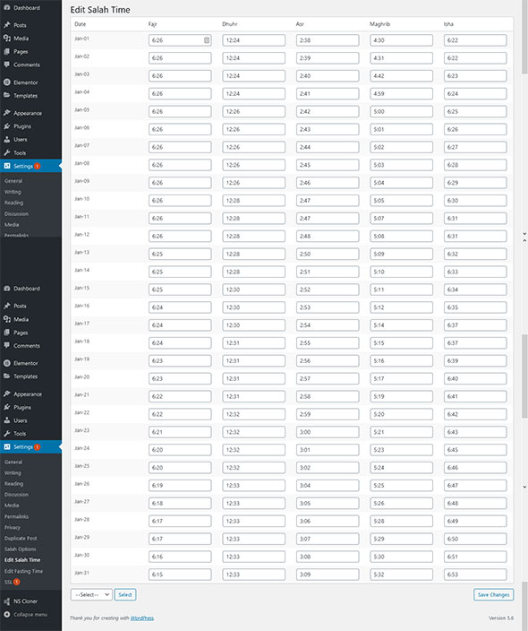 Salah Time, Fasting Time Calendar WordPress Plugin - 4