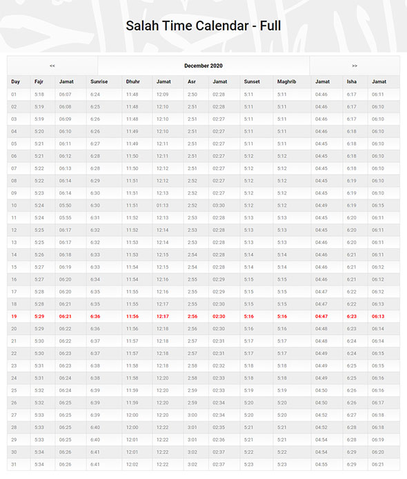 Salah Time, Fasting Time Calendar WordPress Plugin - 2